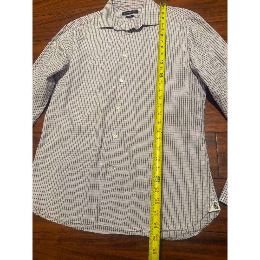 John Varvatos USA Mens Slim Fit Dress Shirt Purple White Check 16 34/35 L - Picture 5 of 10